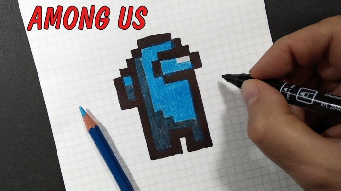 Рисунки по клеточкам Амонг Ас