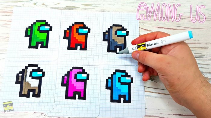 Рисунки по клеточкам Амонг Ас